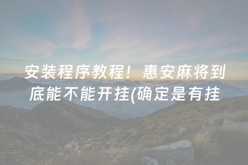 安装程序教程！惠安麻将到底能不能开挂(确定是有挂)