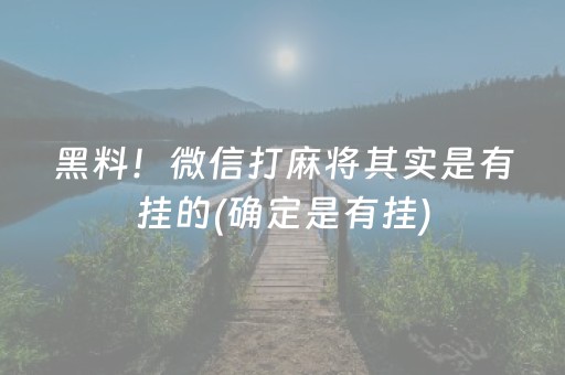 黑料！微信打麻将其实是有挂的(确定是有挂)