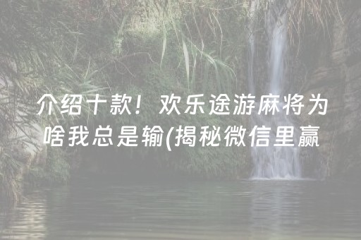 介绍十款！欢乐途游麻将为啥我总是输(揭秘微信里赢牌技巧)