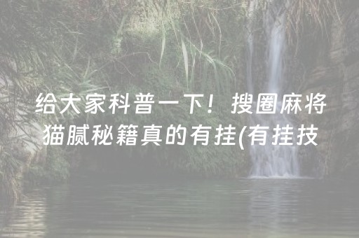 给大家科普一下！搜圈麻将猫腻秘籍真的有挂(有挂技巧辅助器)