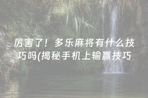 厉害了！多乐麻将有什么技巧吗(揭秘手机上输赢技巧)