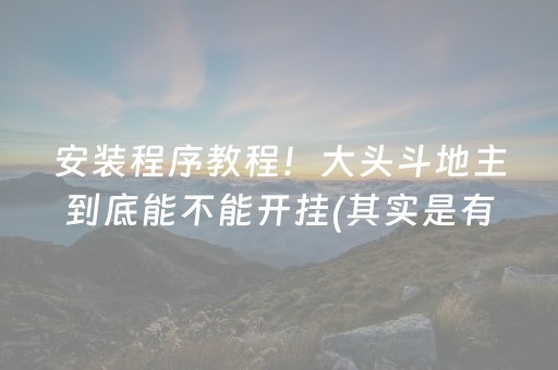 安装程序教程！大头斗地主到底能不能开挂(其实是有挂确实有挂)