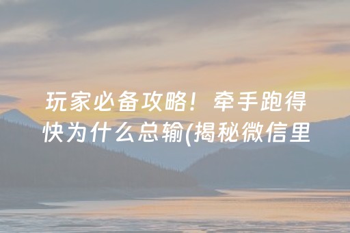 玩家必备攻略！牵手跑得快为什么总输(揭秘微信里赢的秘诀)