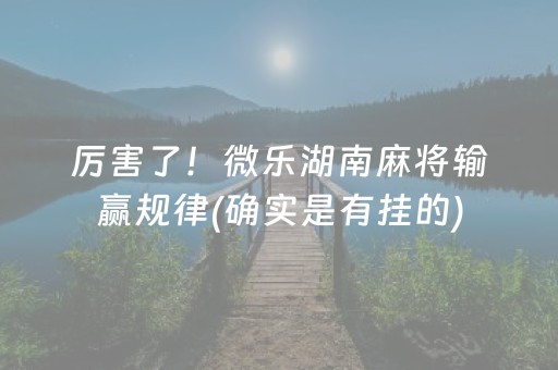 厉害了！微乐湖南麻将输赢规律(确实是有挂的)