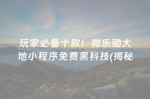 玩家必备十款！微乐锄大地小程序免费黑科技(揭秘微信里提高赢的概率)