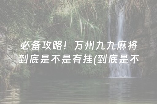 必备攻略！万州九九麻将到底是不是有挂(到底是不是有挂)