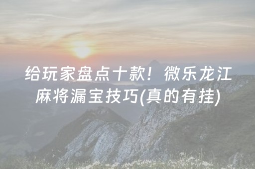 给玩家盘点十款！微乐龙江麻将漏宝技巧(真的有挂)