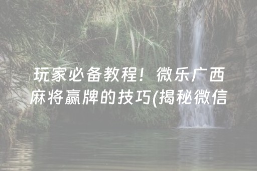 玩家必备教程！微乐广西麻将赢牌的技巧(揭秘微信里确实有猫腻)