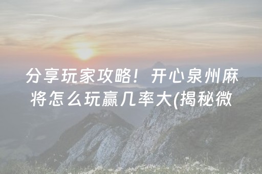 分享玩家攻略！开心泉州麻将怎么玩赢几率大(揭秘微信里输赢技巧)