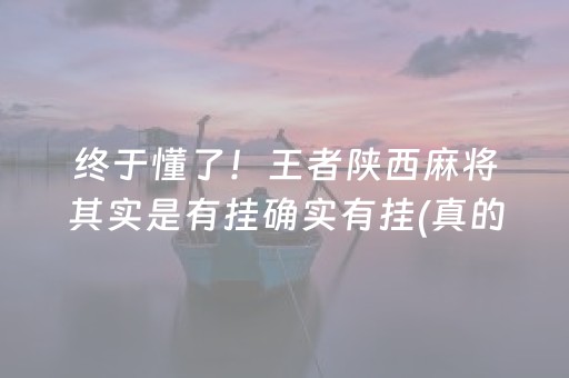 终于懂了！王者陕西麻将其实是有挂确实有挂(真的有挂确实有挂)