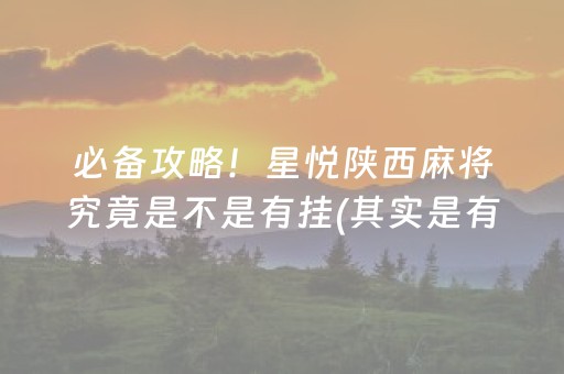 必备攻略！星悦陕西麻将究竟是不是有挂(其实是有挂确实有挂)