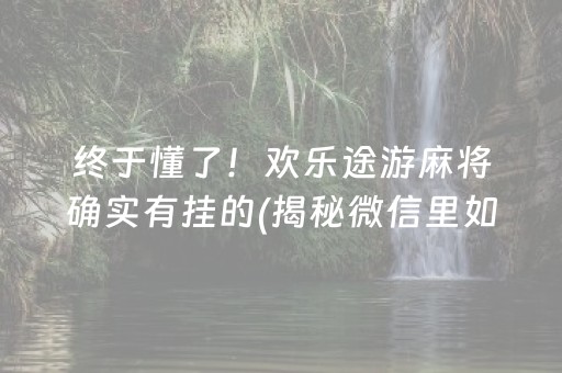 终于懂了！欢乐途游麻将确实有挂的(揭秘微信里如何让牌变好)