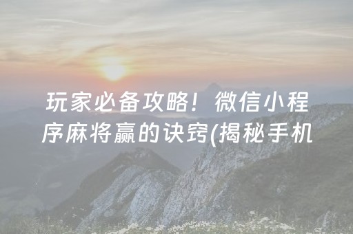 玩家必备攻略！微信小程序麻将赢的诀窍(揭秘手机上赢牌的技巧)