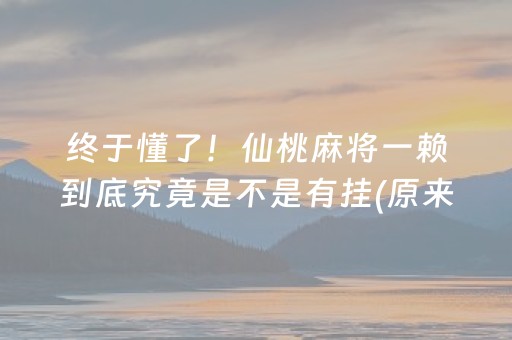 终于懂了！仙桃麻将一赖到底究竟是不是有挂(原来真的有挂)