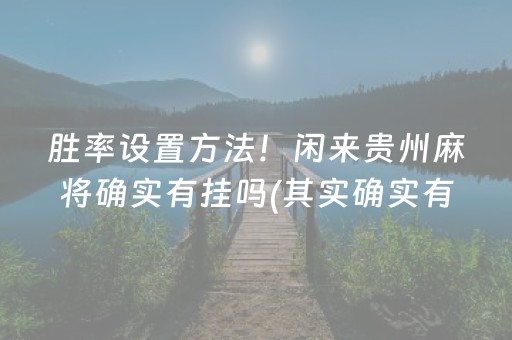 胜率设置方法！闲来贵州麻将确实有挂吗(其实确实有挂)