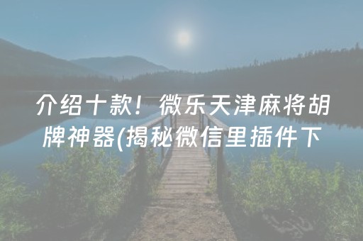 介绍十款！微乐天津麻将胡牌神器(揭秘微信里插件下载)