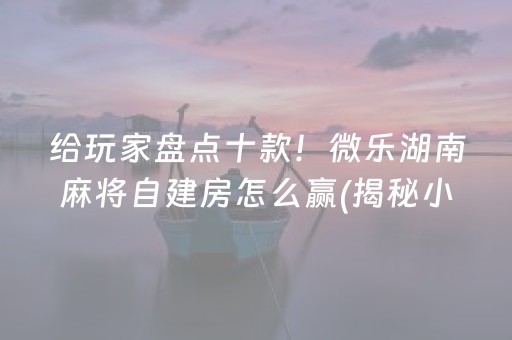 给玩家盘点十款！微乐湖南麻将自建房怎么赢(揭秘小程序胜率到哪调)