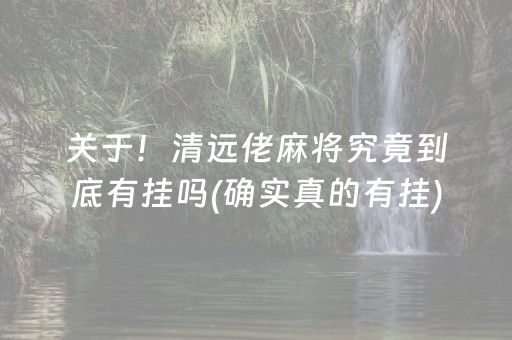 关于！清远佬麻将究竟到底有挂吗(确实真的有挂)