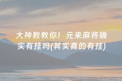 大神教教你！元来麻将确实有挂吗(其实真的有挂)