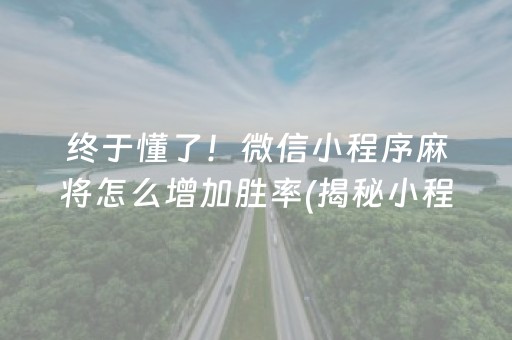 终于懂了！微信小程序麻将怎么增加胜率(揭秘小程序攻略插件)