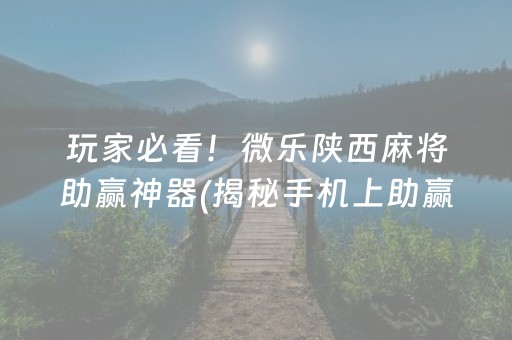 玩家必看！微乐陕西麻将助赢神器(揭秘手机上助赢软件)