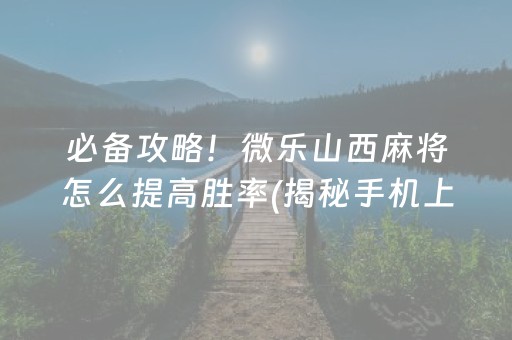 必备攻略！微乐山西麻将怎么提高胜率(揭秘手机上助手软件)