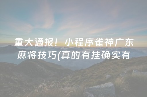 重大通报！小程序雀神广东麻将技巧(真的有挂确实有挂)