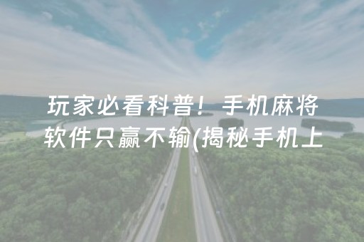 玩家必看科普！手机麻将软件只赢不输(揭秘手机上辅牌器)