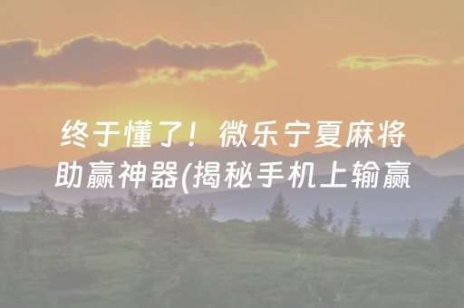 终于懂了！微乐宁夏麻将助赢神器(揭秘手机上输赢规律)