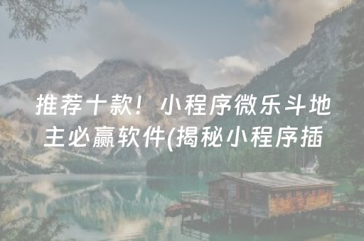 推荐十款！小程序微乐斗地主必赢软件(揭秘小程序插件下载)