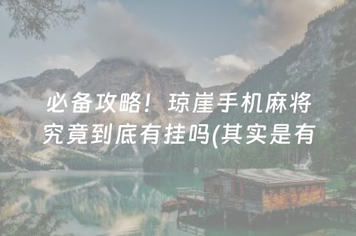 必备攻略！琼崖手机麻将究竟到底有挂吗(其实是有挂确实有挂)