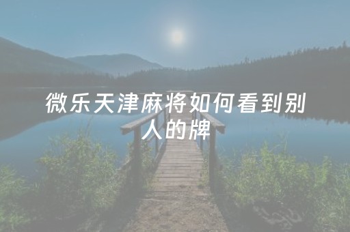 微乐天津麻将如何看到别人的牌（微乐天津麻将有挂吗）