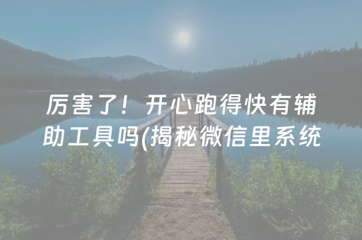 厉害了！开心跑得快有辅助工具吗(揭秘微信里系统发好牌)