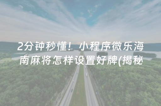 2分钟秒懂！小程序微乐海南麻将怎样设置好牌(揭秘微信里助攻神器)