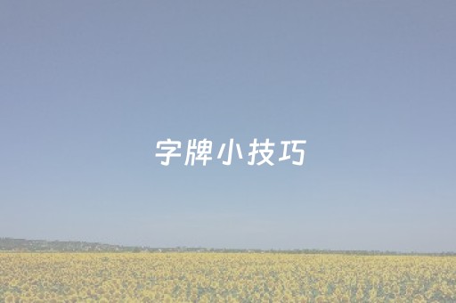 字牌小技巧（字牌怎么玩的）