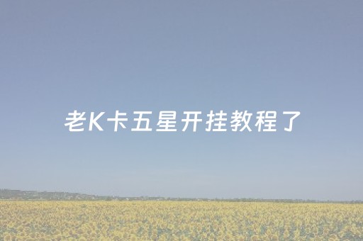 老K卡五星开挂教程了（老k玩法）