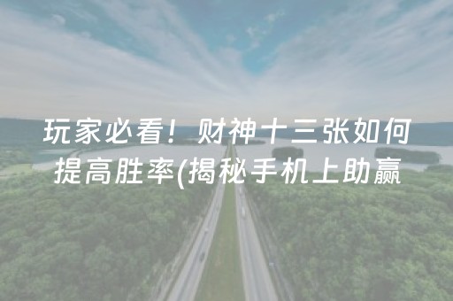 玩家必看！财神十三张如何提高胜率(揭秘手机上助赢软件)