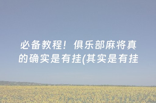 必备教程！俱乐部麻将真的确实是有挂(其实是有挂的)