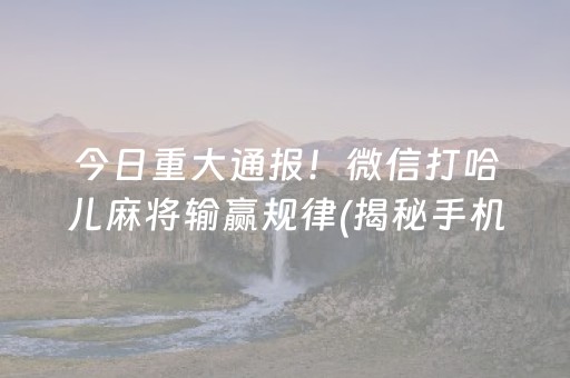 今日重大通报！微信打哈儿麻将输赢规律(揭秘手机上提高胜率)