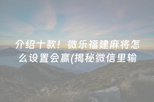 介绍十款！微乐福建麻将怎么设置会赢(揭秘微信里输赢技巧)