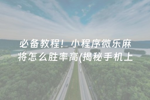 必备教程！小程序微乐麻将怎么胜率高(揭秘手机上提高胜率)