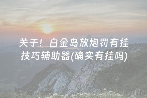 关于！白金岛放炮罚有挂技巧辅助器(确实有挂吗)