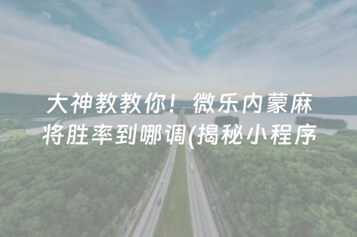 大神教教你！微乐内蒙麻将胜率到哪调(揭秘小程序必备神器)