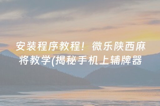 安装程序教程！微乐陕西麻将教学(揭秘手机上辅牌器)