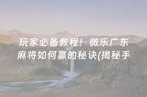 玩家必备教程！微乐广东麻将如何赢的秘诀(揭秘手机上确实有猫腻)