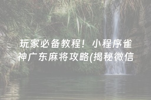 玩家必备教程！小程序雀神广东麻将攻略(揭秘微信里输赢规律)