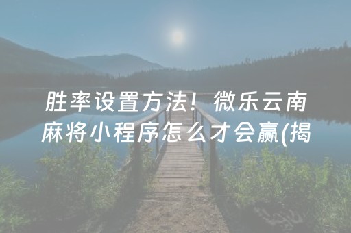 胜率设置方法！微乐云南麻将小程序怎么才会赢(揭秘手机上赢牌技巧)