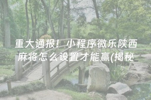 重大通报！小程序微乐陕西麻将怎么设置才能赢(揭秘微信里插件购买)