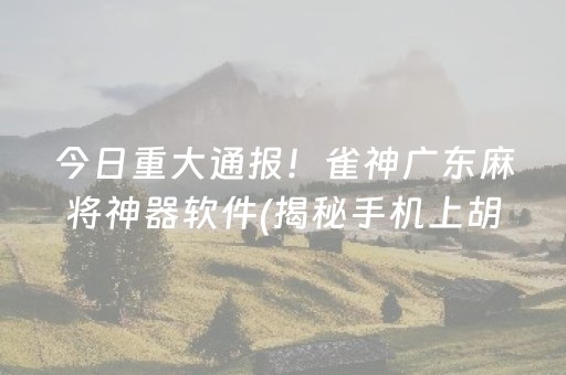 今日重大通报！雀神广东麻将神器软件(揭秘手机上胡牌神器)