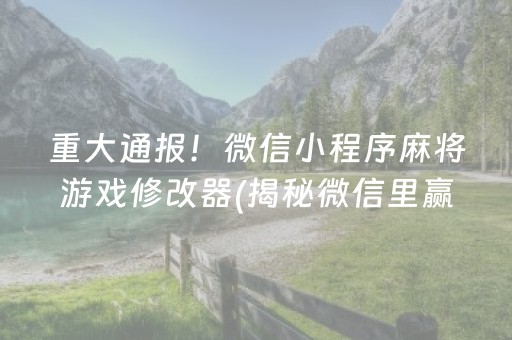 重大通报！微信小程序麻将游戏修改器(揭秘微信里赢的诀窍)